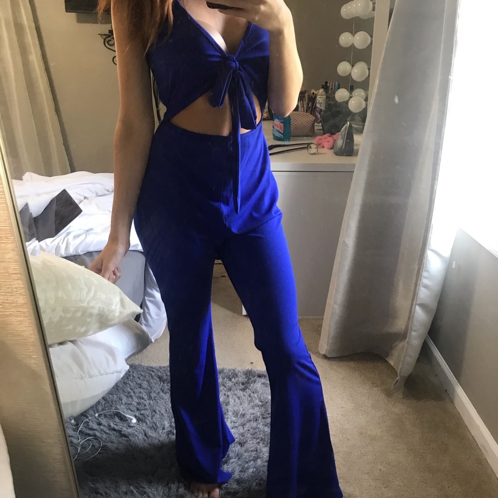 Blue cut out jumpsuit